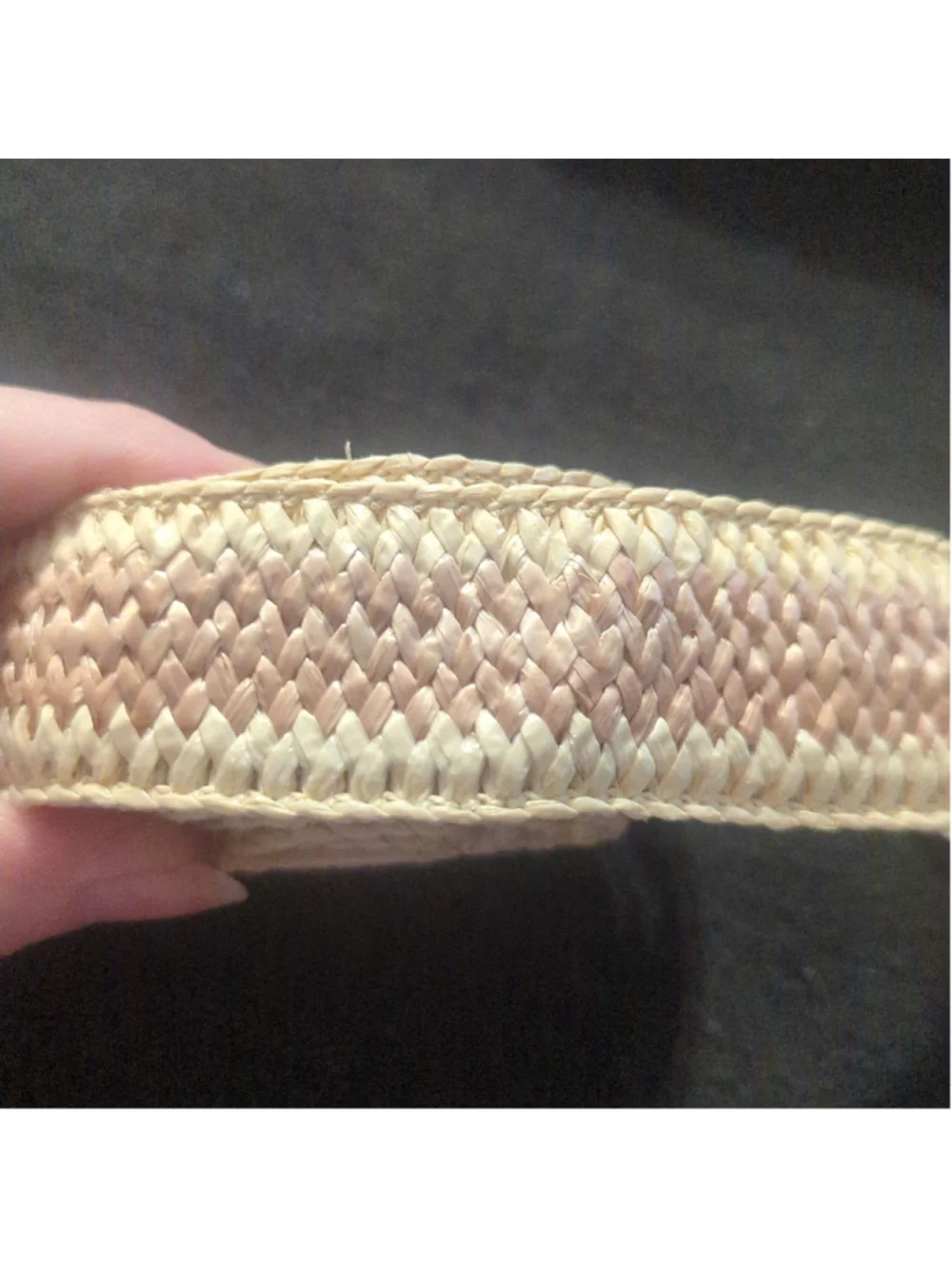 Tan Beige and Pastel Pink Woven Raffia Jute Statement Belt